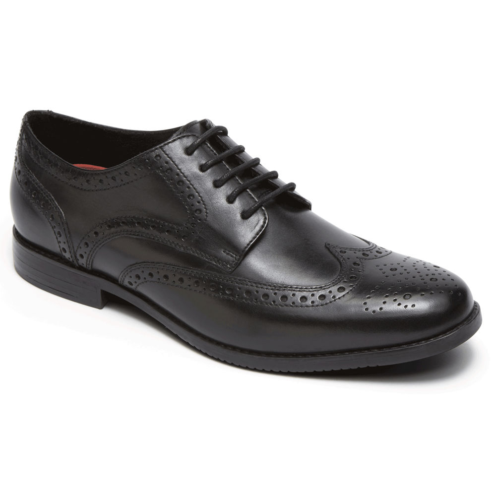 Zapatos Con Cordones Rockport Hombre Mexico - Style Purpose Wingtip Negros - KQMNY8463